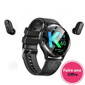Montre Connectée Intelligente 2-en-1 avec Écouteurs Intégrés et Suivi Santé.