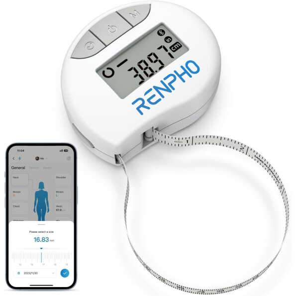 Mètre Ruban Rétractable et Connecté avec Application Bluetooth pour Mesure du Corps, Perte de Poids, Gain de Muscle, Remise en Forme et Musculation Pouces et Centimètres